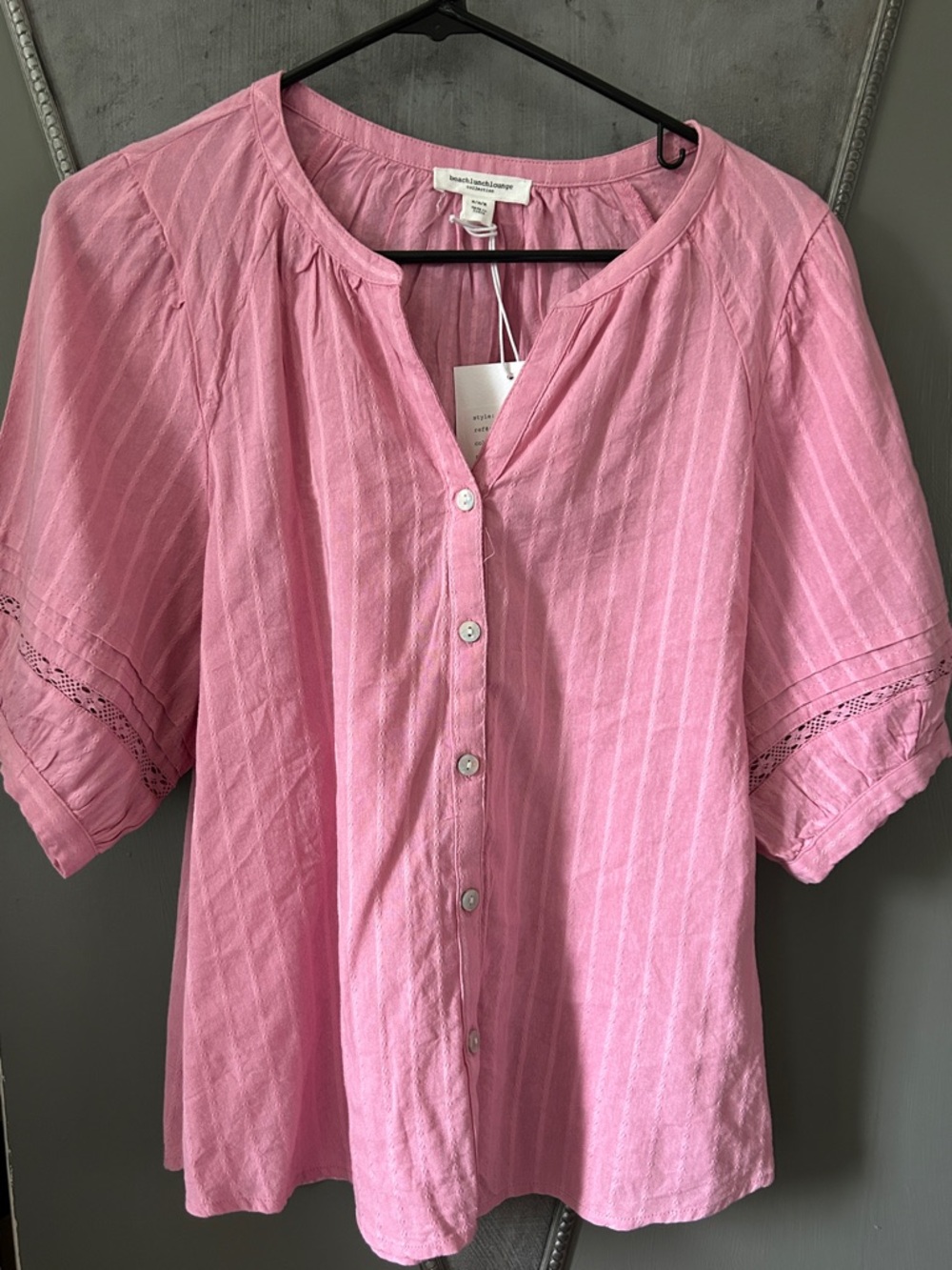 Beach Lunch Lounge top M Giorgia Dusty rose Shirt sleeves NWT